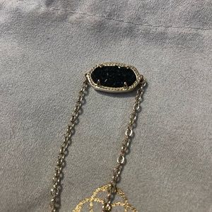 KS Elaina Gold Adjustable Bracelet in Black Drusy